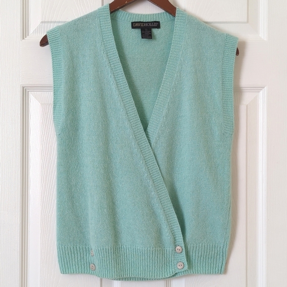 David Hollis 90's Vintage Lambswool & Angora Blend Buttoned Hem Sweater Vest S - Picture 1 of 8